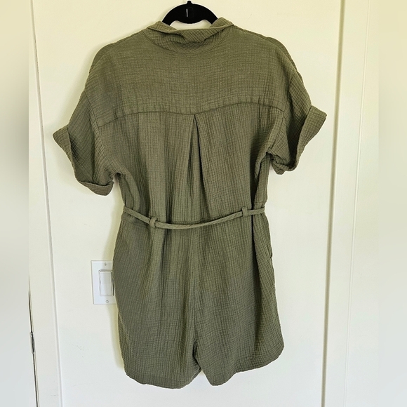 Madewell Green Lightspun Belted Safari Romper NWOT - Picture 6 of 8